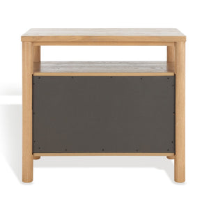 Safavieh JAYLESSA Nightstand - Mid-Century Modern Design with Elegant Storage, Solid Wood & Bronze Hardware Natural SFV2148A