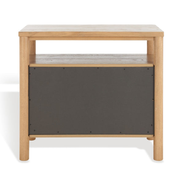 Safavieh JAYLESSA Nightstand - Mid-Century Modern Design with Elegant Storage, Solid Wood & Bronze Hardware Natural SFV2148A