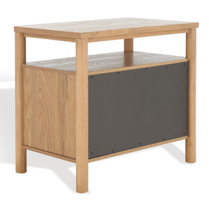 Safavieh JAYLESSA Nightstand - Mid-Century Modern Design with Elegant Storage, Solid Wood & Bronze Hardware Natural SFV2148A