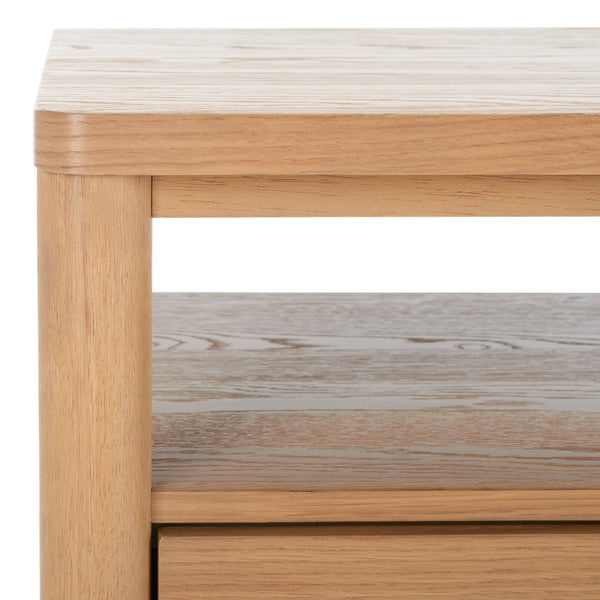 Safavieh JAYLESSA Nightstand - Mid-Century Modern Design with Elegant Storage, Solid Wood & Bronze Hardware Natural SFV2148A
