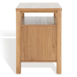 Safavieh JAYLESSA Nightstand - Mid-Century Modern Design with Elegant Storage, Solid Wood & Bronze Hardware Natural SFV2148A