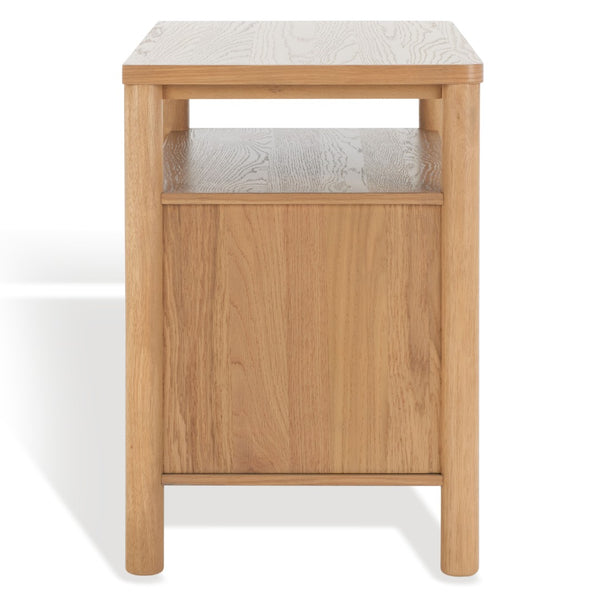 Safavieh JAYLESSA Nightstand - Mid-Century Modern Design with Elegant Storage, Solid Wood & Bronze Hardware Natural SFV2148A