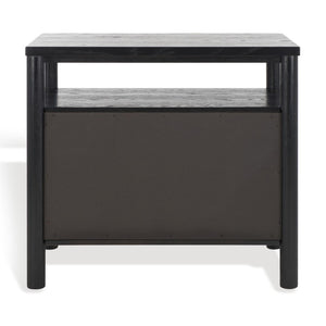 Safavieh JAYLESSA Nightstand - Mid-Century Modern Design with Elegant Storage, Solid Wood & Bronze Hardware Black SFV2148B