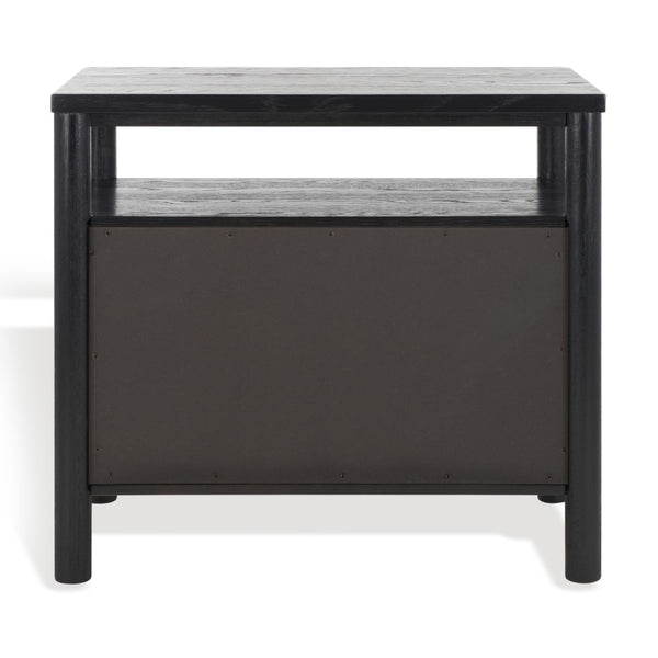Safavieh JAYLESSA Nightstand - Mid-Century Modern Design with Elegant Storage, Solid Wood & Bronze Hardware Black SFV2148B