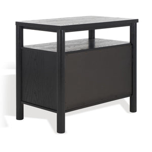 Safavieh JAYLESSA Nightstand - Mid-Century Modern Design with Elegant Storage, Solid Wood & Bronze Hardware Black SFV2148B