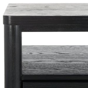 Safavieh JAYLESSA Nightstand - Mid-Century Modern Design with Elegant Storage, Solid Wood & Bronze Hardware Black SFV2148B