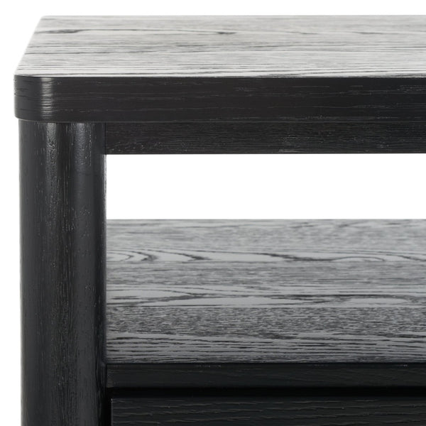 Safavieh JAYLESSA Nightstand - Mid-Century Modern Design with Elegant Storage, Solid Wood & Bronze Hardware Black SFV2148B