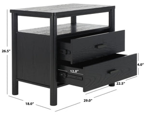 Safavieh JAYLESSA Nightstand - Mid-Century Modern Design with Elegant Storage, Solid Wood & Bronze Hardware Black SFV2148B