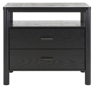 Safavieh JAYLESSA Nightstand - Mid-Century Modern Design with Elegant Storage, Solid Wood & Bronze Hardware Black SFV2148B
