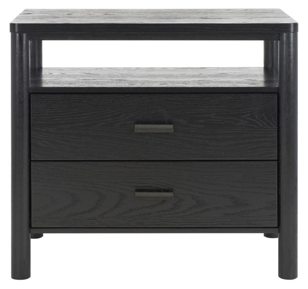 Safavieh JAYLESSA Nightstand - Mid-Century Modern Design with Elegant Storage, Solid Wood & Bronze Hardware Black SFV2148B