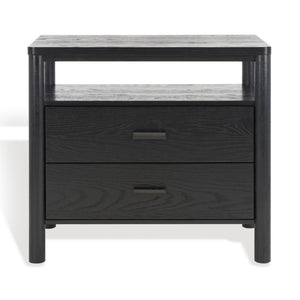 Safavieh JAYLESSA Nightstand - Mid-Century Modern Design with Elegant Storage, Solid Wood & Bronze Hardware Black SFV2148B