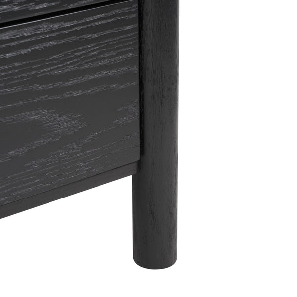 Safavieh JAYLESSA Nightstand - Mid-Century Modern Design with Elegant Storage, Solid Wood & Bronze Hardware Black SFV2148B
