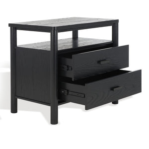 Safavieh JAYLESSA Nightstand - Mid-Century Modern Design with Elegant Storage, Solid Wood & Bronze Hardware Black SFV2148B