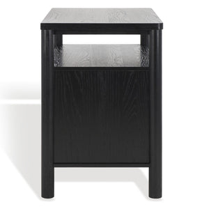 Safavieh JAYLESSA Nightstand - Mid-Century Modern Design with Elegant Storage, Solid Wood & Bronze Hardware Black SFV2148B