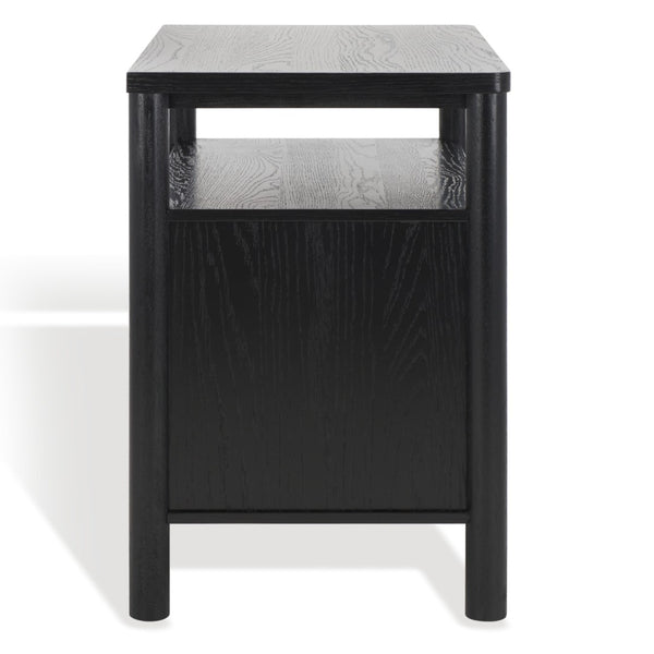 Safavieh JAYLESSA Nightstand - Mid-Century Modern Design with Elegant Storage, Solid Wood & Bronze Hardware Black SFV2148B