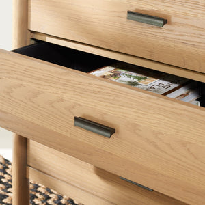 Safavieh JAYLESSA Dresser - Elegant Mid-Century Design with Ample Storage and Refined Bronze Pulls for Style Natural SFV2149A