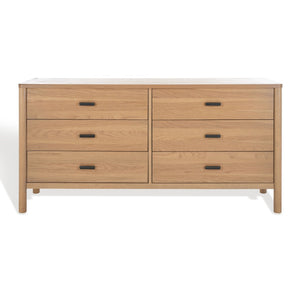 Safavieh JAYLESSA Dresser - Elegant Mid-Century Design with Ample Storage and Refined Bronze Pulls for Style Natural SFV2149A