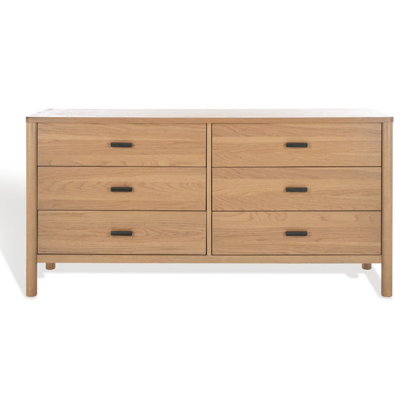Safavieh JAYLESSA Dresser - Elegant Mid-Century Design with Ample Storage and Refined Bronze Pulls for Style Natural SFV2149A