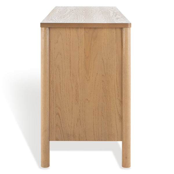Safavieh JAYLESSA Dresser - Elegant Mid-Century Design with Ample Storage and Refined Bronze Pulls for Style Natural SFV2149A