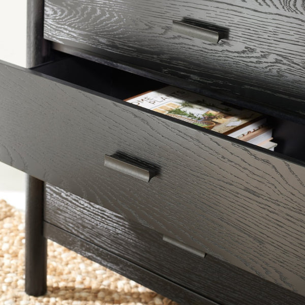 Safavieh JAYLESSA Dresser - Elegant Mid-Century Design with Ample Storage and Refined Bronze Pulls for Style Black SFV2149B