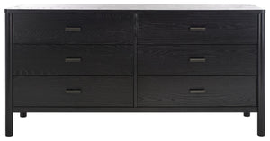 Safavieh JAYLESSA Dresser - Elegant Mid-Century Design with Ample Storage and Refined Bronze Pulls for Style Black SFV2149B