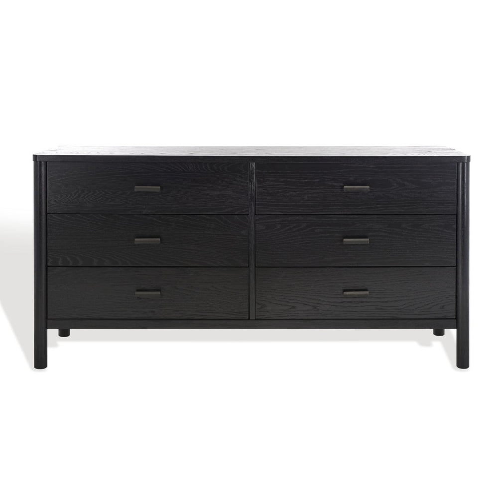 Safavieh JAYLESSA Dresser - Elegant Mid-Century Design with Ample Storage and Refined Bronze Pulls for Style Black SFV2149B