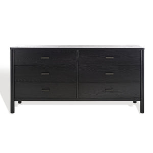 Safavieh JAYLESSA Dresser - Elegant Mid-Century Design with Ample Storage and Refined Bronze Pulls for Style Black SFV2149B