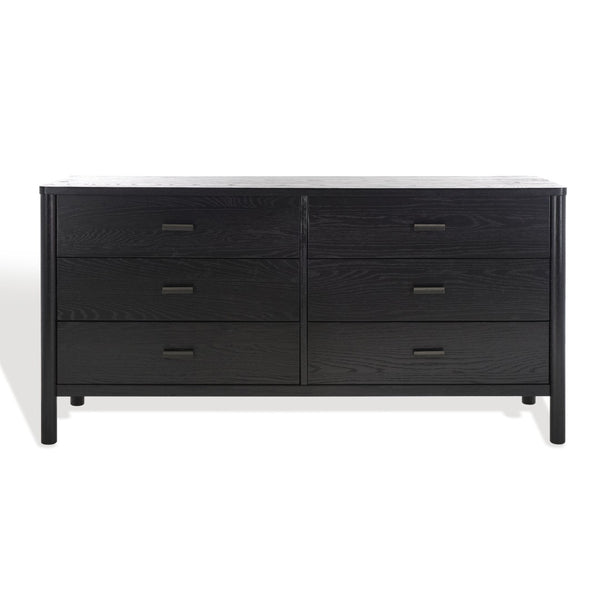 Safavieh JAYLESSA Dresser - Elegant Mid-Century Design with Ample Storage and Refined Bronze Pulls for Style Black SFV2149B