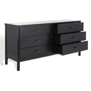 Safavieh JAYLESSA Dresser - Elegant Mid-Century Design with Ample Storage and Refined Bronze Pulls for Style Black SFV2149B
