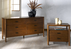 Safavieh JAYLESSA Nightstand - Mid-Century Modern Design with Elegant Storage, Solid Wood & Bronze Hardware Medium Oak SFV2148C