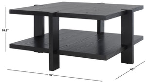 Safavieh QUIGLEY Modern Wood Coffee Table with Architectural Design and Ample Storage for Any Space Black SFV2150A
