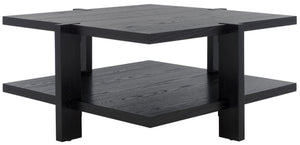 Safavieh QUIGLEY Modern Wood Coffee Table with Architectural Design and Ample Storage for Any Space Black SFV2150A
