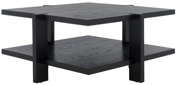 Safavieh QUIGLEY Modern Wood Coffee Table with Architectural Design and Ample Storage for Any Space Black SFV2150A