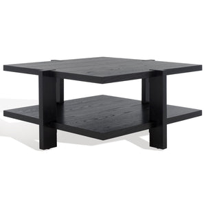 Safavieh QUIGLEY Modern Wood Coffee Table with Architectural Design and Ample Storage for Any Space Black SFV2150A