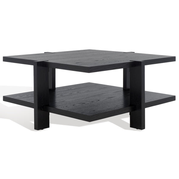 Safavieh QUIGLEY Modern Wood Coffee Table with Architectural Design and Ample Storage for Any Space Black SFV2150A