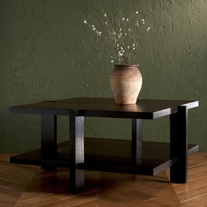 Safavieh QUIGLEY Modern Wood Coffee Table with Architectural Design and Ample Storage for Any Space Black SFV2150A