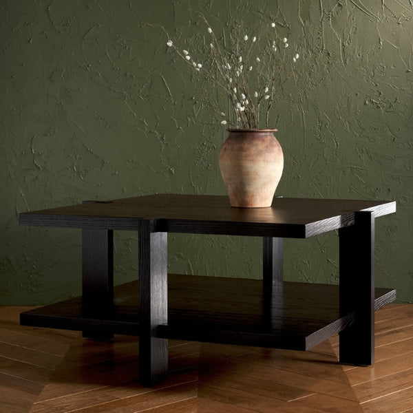 Safavieh QUIGLEY Modern Wood Coffee Table with Architectural Design and Ample Storage for Any Space Black SFV2150A