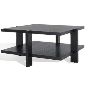 Safavieh QUIGLEY Modern Wood Coffee Table with Architectural Design and Ample Storage for Any Space Black SFV2150A