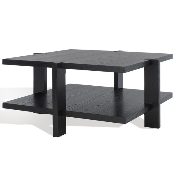 Safavieh QUIGLEY Modern Wood Coffee Table with Architectural Design and Ample Storage for Any Space Black SFV2150A