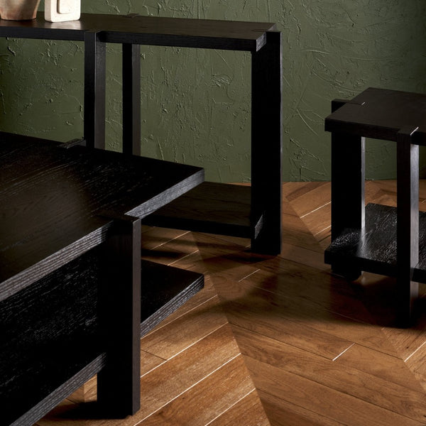 Safavieh QUIGLEY Square Wood Accent Table - Modern Elegance & Versatile Design for Any Room Decor Style Black SFV2167A