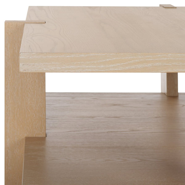 Safavieh QUIGLEY Modern Wood Coffee Table with Architectural Design and Ample Storage for Any Space Natural Cerused Oak SFV2150B