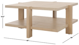 Safavieh QUIGLEY Modern Wood Coffee Table with Architectural Design and Ample Storage for Any Space Natural Cerused Oak SFV2150B