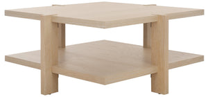 Safavieh QUIGLEY Modern Wood Coffee Table with Architectural Design and Ample Storage for Any Space Natural Cerused Oak SFV2150B