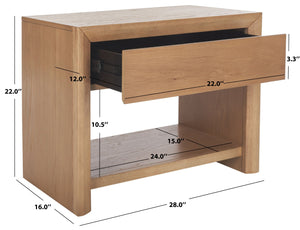 Safavieh DARNELL Wood 1 Drawer Nightstand - Modern Elegance, Durable Design & Sleek Storage Solution for Bedrooms Natural SFV2152A