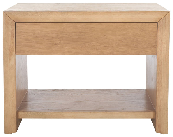 Safavieh DARNELL Wood 1 Drawer Nightstand - Modern Elegance, Durable Design & Sleek Storage Solution for Bedrooms Natural SFV2152A