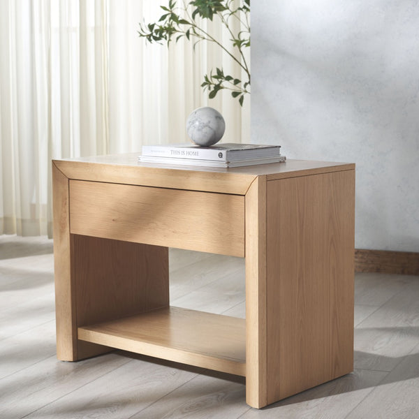 Safavieh DARNELL Wood 1 Drawer Nightstand - Modern Elegance, Durable Design & Sleek Storage Solution for Bedrooms Natural SFV2152A