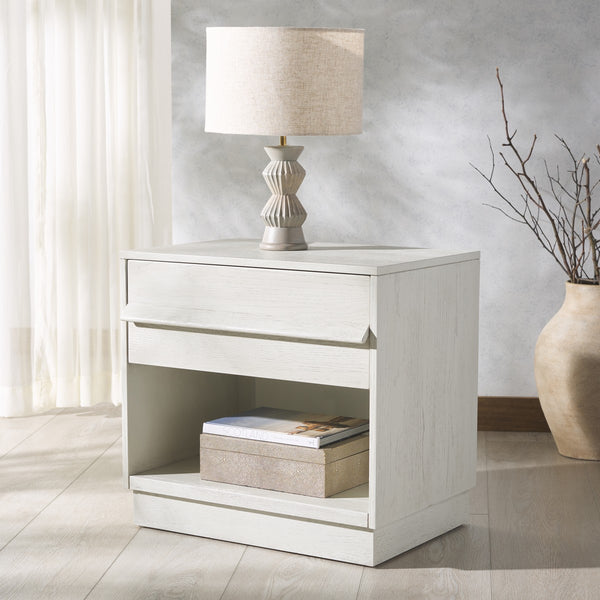 Safavieh Deirdra 1 Drawer Wood Nightstand White Wash SFV2157A