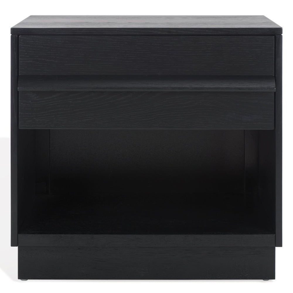 Safavieh DEIRDRA Stylish 1 Drawer Nightstand - Modern Wood Design for Bedroom Storage & Elegance Black SFV2157B