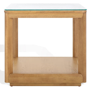 Safavieh Benecarlo Wood And Glass Top Accent Table Natural / Clear SFV2158A