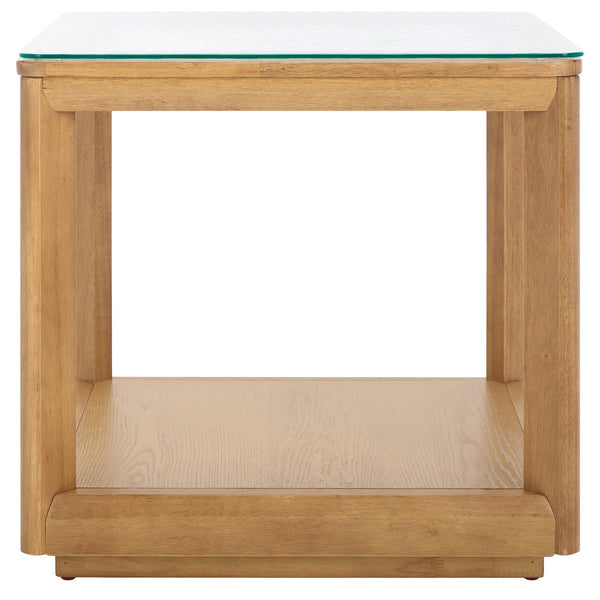 Safavieh Benecarlo Wood And Glass Top Accent Table Natural / Clear SFV2158A